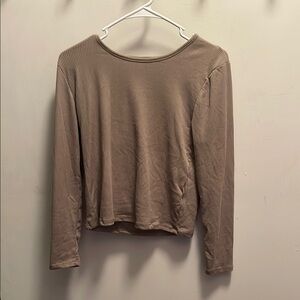 Women's Ribbed Long Sleeve Top - Beige